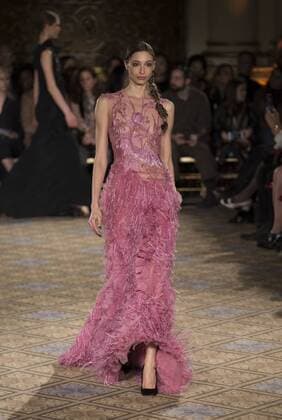 New York: Fashion Week Fall 2017 Christian Siriano Model walks runway for Christian Siriano collection during New York Fashion week Fall 2017 at Plaza Hotel  LevxRadin