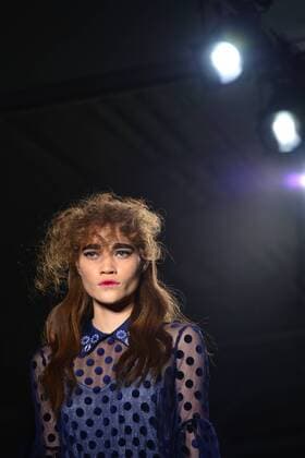 A model walks on the runway at the Katty Xiomara fashion show at New York Fashion Week: Pier 59 Studios on February 13, 2017 in New York City.  NYP201702131007 ANDREAxHANKS