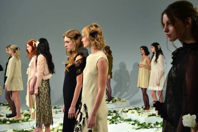 Models pose at the Memere presentation at New York Fashion Week: Pier 59 Studios on February 13, 2017 in New York City.  NYP201702131098 ANDREAxHANKS