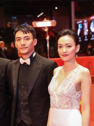 BERLIN, Feb. 13, 2017 -- Actor Chang Chen (L) and actress Yao Yiti pose for photos on the red carpet for the premiere of film Mr. Long during the 67th Berlin International Film Festival in Berlin, capital of Germany, on Feb. 13, 2017. ) (zy) GERMANY-BERLIN-67TH BERLINALE- MR. LONG ShanxYuqi 