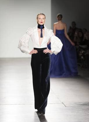 New York Fashion week Fall 2017 - Zang Toi Model walks runway for Zang Toi collection during New York Fashion week Fall 2017 at Pier 59  LevxRadin
