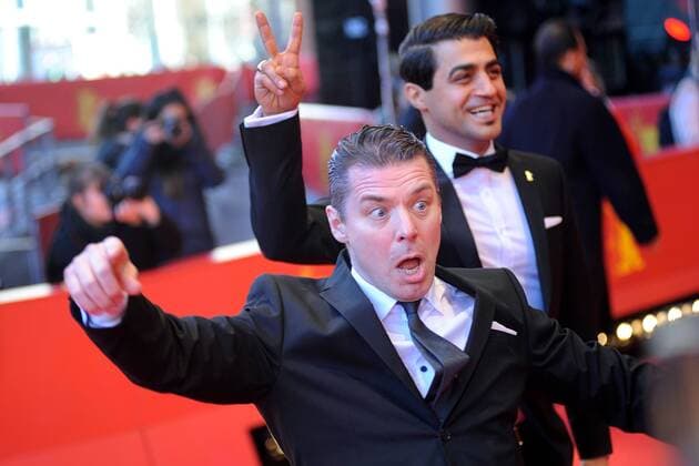 Schauspieler Janne Hyytiainen und Simon Hussein Al-Bazoon bei der Premiere des Films TOIVON TUOLLA PUOLEN - THE OTHER SIDE OF HOPE anlässlich der 67. Berlinale snapshot-photography xK.M.Krause