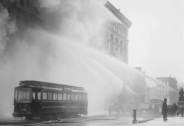 December 13, 2016 - Firemen Fighting Building Fire, 14th Street, New York City, New York, USA, Bain News Service, December 20, 1909 - ZUMAg145 20161213_zza_g145_026 Copyright: xJTxVintagex