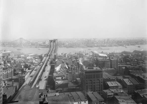 December 14, 2016 - Brooklyn Bridge and East River, New York City, USA, Bain News Service, April 1909 - ZUMAg145 20161214_zza_g145_023 Copyright: xJTxVintagex