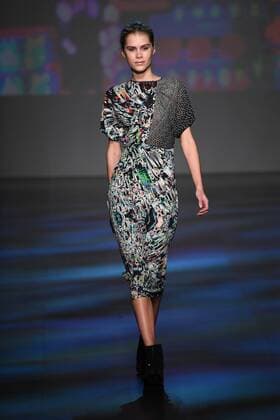 A model walks on the runway at the Vivienne Tam fashion show at New York Fashion Week: The Shows at Gallery 1 Skylight Clarkson Sq on February 15, 2017 in New York City.  NYP201702151076 ANDREAxHANKS