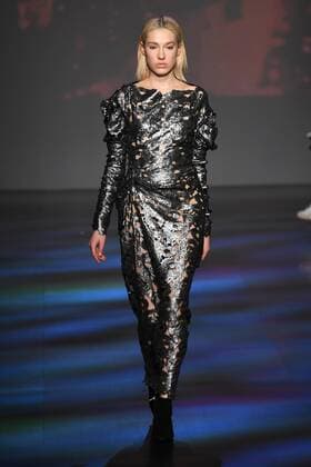 A model walks on the runway at the Vivienne Tam fashion show at New York Fashion Week: The Shows at Gallery 1 Skylight Clarkson Sq on February 15, 2017 in New York City.  NYP201702151086 ANDREAxHANKS