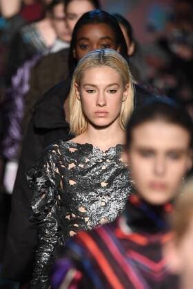 Models walk on the runway at the Vivienne Tam fashion show at New York Fashion Week: The Shows at Gallery 1 Skylight Clarkson Sq on February 15, 2017 in New York City.  NYP201702151088 ANDREAxHANKS