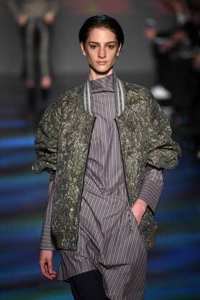 A model walks on the runway at the Vivienne Tam fashion show at New York Fashion Week: The Shows at Gallery 1 Skylight Clarkson Sq on February 15, 2017 in New York City.  NYP201702151074 ANDREAxHANKS