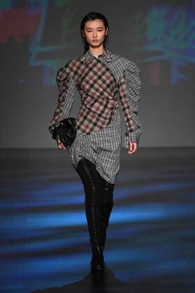 A model walks on the runway at the Vivienne Tam fashion show at New York Fashion Week: The Shows at Gallery 1 Skylight Clarkson Sq on February 15, 2017 in New York City.  NYP201702151078 ANDREAxHANKS