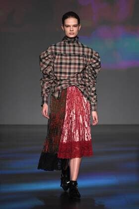 A model walks on the runway at the Vivienne Tam fashion show at New York Fashion Week: The Shows at Gallery 1 Skylight Clarkson Sq on February 15, 2017 in New York City.  NYP201702151079 ANDREAxHANKS