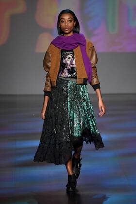 A model walks on the runway at the Vivienne Tam fashion show at New York Fashion Week: The Shows at Gallery 1 Skylight Clarkson Sq on February 15, 2017 in New York City.  NYP201702151082 ANDREAxHANKS