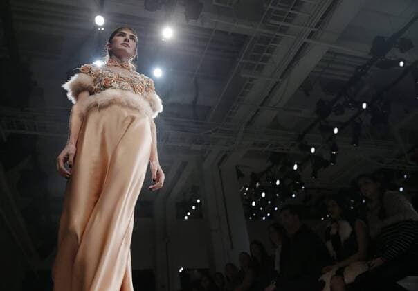 Models walk on the runway at the Marchesa fashion show at New York Fashion Week at Skylight Clarkson Sq on February 15, 2017 in New York City.  NYP20170215103 JOHNxANGELILLO