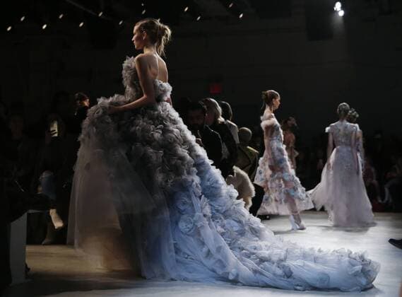 Models walk on the runway at the Marchesa fashion show at New York Fashion Week at Skylight Clarkson Sq on February 15, 2017 in New York City.  NYP20170215108 JOHNxANGELILLO