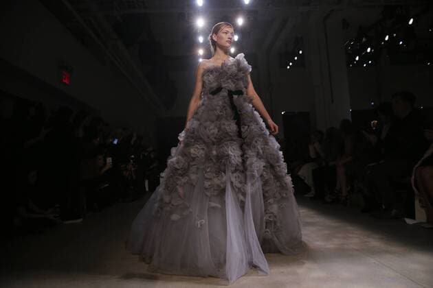 A model walks on the runway at the Marchesa fashion show at New York Fashion Week at Skylight Clarkson Sq on February 15, 2017 in New York City.  NYP20170215109 JOHNxANGELILLO