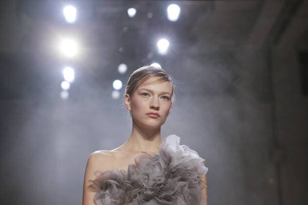 A model walks on the runway at the Marchesa fashion show at New York Fashion Week at Skylight Clarkson Sq on February 15, 2017 in New York City.  NYP20170215119 JOHNxANGELILLO