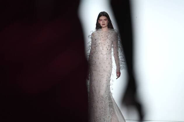 A model walks on the runway at the Bibhu Mohapatra fashion show at New York Fashion Week: The Shows at Gallery 3 Skylight Clarkson Sq on February 15, 2017 in New York City.  NYP201702151098 ANDREAxHANKS