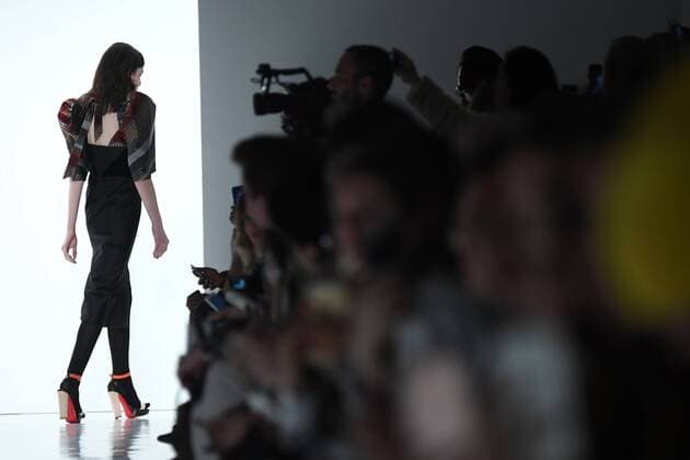 A model walks on the runway at the Bibhu Mohapatra fashion show at New York Fashion Week: The Shows at Gallery 3 Skylight Clarkson Sq on February 15, 2017 in New York City.  NYP201702151090 ANDREAxHANKS
