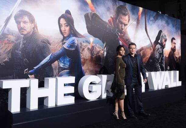 Cast member Matt Damon and his wife Luciana Barroso attend the premiere of the motion picture fantasy thriller The Great Wall at the TCL Chinese Theatre in the Hollywood section of Los Angeles on February 15, 2017. Storyline: European mercenaries searching for black powder become embroiled in the defense of the Great Wall of China against a horde of monstrous creatures.  LAP2017021515 JIMxRUYMEN