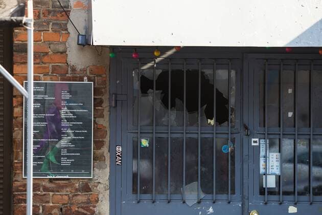 Attack on AFC Ajax fans in Warsaw An exterior view of the Chmury (Clouds) club in Warsaw s northern Praga district where AFC Ajax fans were attacked overnight on February 16, 2016 in Warsaw, Poland. It was stated, that a group of about a 50 black-clothed emblemless attackers threw bottles and stones at the club where the Dutch fans, who are in Warsaw for UEFA Europa League Legia vs. AFC Ajax match, were gathering at night. The group of aggressors fled the site just before the arrival of police while Ajax fans barricaded themselves inside the hostel where they are staying. No causalities were reported. EN_01245927_0007 