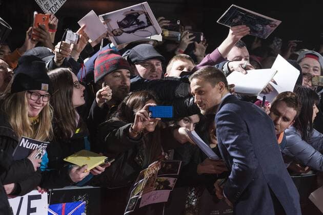 The Lost City of Z, UK premiere, London, UK London, UK. 16 February 2017. Actor Charlie Hunnam with fans. UK premiere of the movie The Lost City of Z starring Robert Pattinson, Sienna Miller and Charlie Hunnam outside the British Museum in London.