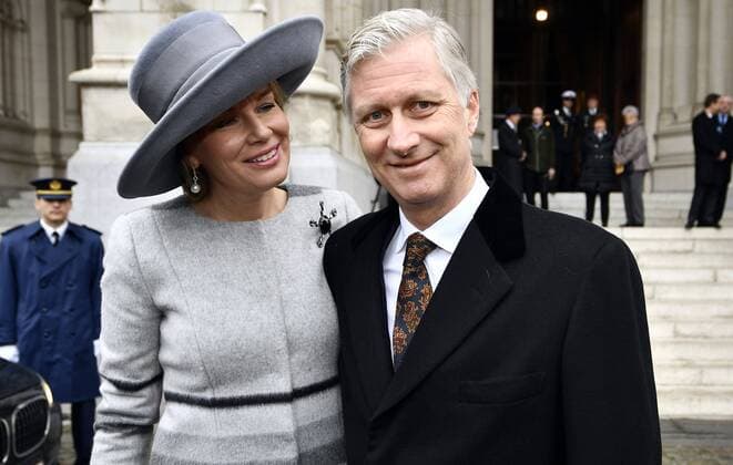 Belgische Royals anlässlich einer Messe für die Verstorbenen der Familie Queen Mathilde of Belgium and King Philippe - Filip of Belgium pictured during a special Mass to commemorate the deceased members of the Belgian Royal Family, at the Onze-Lieve-Vrouwkerk - Eglise Notre-Dame, in Laeken-Laken, Brussels, Friday 17 February 2017.  ERICxLALMAND 05049223