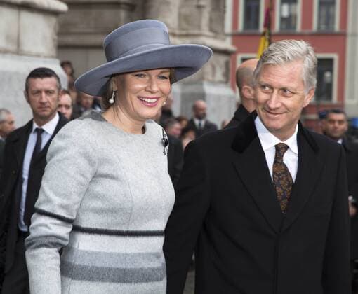 Belgische Royals anlässlich einer Messe für die Verstorbenen der Familie 17-02-2017 Laken Queen Mathilde and King Filip (Philippe) and Princess Maria Esmeralda and Princess Lea during a Mass to commemorate the deceased members of the Belgian Royal Family at the Onze-Lieve-Vrouwchurch in Laken.  Copyright: xppe werfx