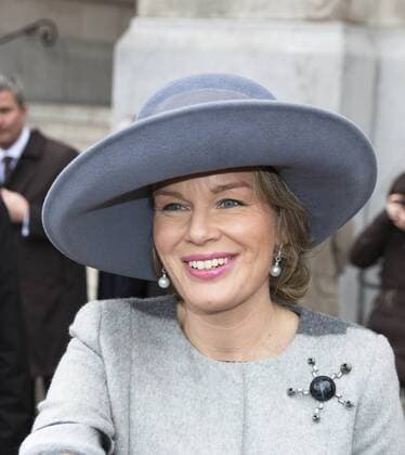 Belgische Royals anlässlich einer Messe für die Verstorbenen der Familie 17-02-2017 Laken Queen Mathilde and King Filip (Philippe) and Princess Maria Esmeralda and Princess Lea during a Mass to commemorate the deceased members of the Belgian Royal Family at the Onze-Lieve-Vrouwchurch in Laken.  Copyright: xppe werfx