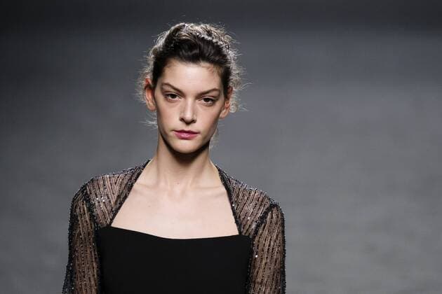 February 17, 2017 - Madrid, Spain - A model walks the runway at the ANGEL SCHLESSER show during the Mercedes-Benz Madrid Fashion Week Autumn Winter 2017 2018 at IFEMA on February 17, 2017 in Madrid, Spain Madrid Spain  - ZUMAn230 20170217_zaa_n230_065 Copyright: xOscarxGonzalezx