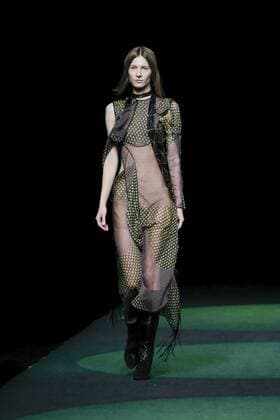 February 17, 2017 - Madrid, Spain - A model walks the runway at the JUAN VIDAL show during the Mercedes-Benz Madrid Fashion Week Autumn Winter 2017 2018 at IFEMA on February 17, 2017 in Madrid, Spain Madrid Spain  - ZUMAn230 20170217_zaa_n230_314 Copyright: xOscarxGonzalezx