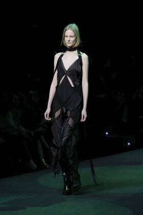 February 17, 2017 - Madrid, Spain - A model walks the runway at the JUAN VIDAL show during the Mercedes-Benz Madrid Fashion Week Autumn Winter 2017 2018 at IFEMA on February 17, 2017 in Madrid, Spain Madrid Spain  - ZUMAn230 20170217_zaa_n230_333 Copyright: xOscarxGonzalezx
