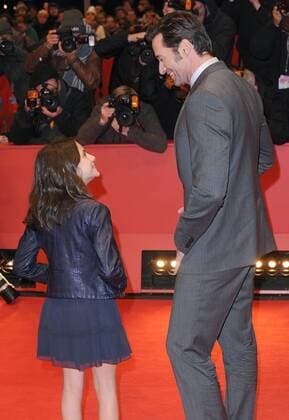 Australian actor Hugh Jackman and British actress Dafne Keen attend the premiere for Logan at the Grand Hyatt Hotel in Berlin on February 17, 2017.  LON20170217425 PAULxTREADWAY