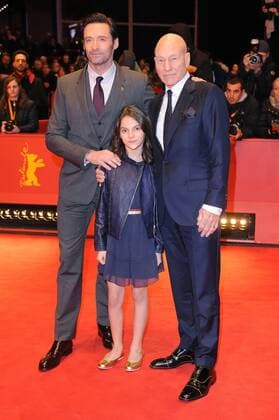 Australian actor Hugh Jackman, English actress Dafne Keen and English actor Patrick Stewart attend the 67th Berlinale International Film Festival Berlin Premiere of Logan at the Grand Hyatt Hotel in Berlin, Germany. FEBRUARY 17th 2017  PTYx17282