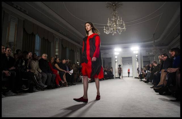 . 18 02 2017. London, United Kingdom. Models walk the catwalk for the Ryan Lo show on the second day of London Fashion Week 2017 at 180 The Strand, London, UK,  xBenxStevensx xi-Imagesx IIM-14426-0024