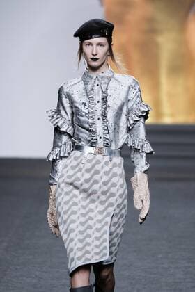 February 18, 2017 - Madrid, Spain - A model walks the runway at then ANA LOCKING show during the Mercedes-Benz Madrid Fashion Week Autumn Winter 2017 2018 at IFEMA on February 18, 2017 in Madrid, Spain Madrid Spain  - ZUMAn230 20170218_zaa_n230_045 Copyright: xOscarxGonzalezx