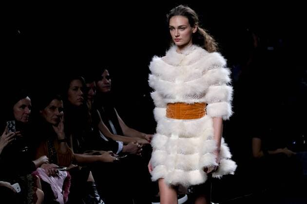 February 18, 2017 - Madrid, Spain - A model walks the runway at then TERESA HELBIG show during the Mercedes-Benz Madrid Fashion Week Autumn Winter 2017 2018 at IFEMA on February 18, 2017 in Madrid, Spain Madrid Spain  - ZUMAn230 20170218_zaa_n230_313 Copyright: xOscarxGonzalezx