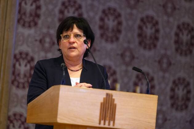 DEU, Deutschland, Nordrhein-Westfalen, Münster, 18.02.2017: Rathaus Münster - Festakt 10 Jahre Förderverein Gefangenenbüchereien e.V. mit Preisverleihung Arrestanten- bzw, Gefangenenbücherei des Jahres 2016 Roswitha Müller-Piepenkötter, Bundesvorsitzende des Weißen Rings, ehem. Justizministerin NRW