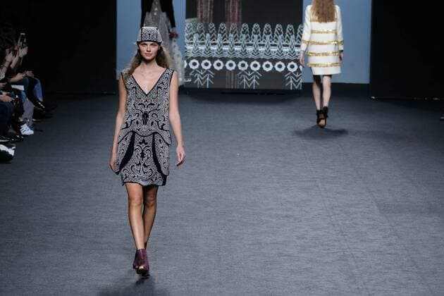 February 18, 2017 - Madrid, Spain - A model walks the runway at then TERESA HELBIG show during the Mercedes-Benz Madrid Fashion Week Autumn Winter 2017 2018 at IFEMA on February 18, 2017 in Madrid, Spain Madrid Spain  - ZUMAn230 20170218_zaa_n230_310 Copyright: xOscarxGonzalezx