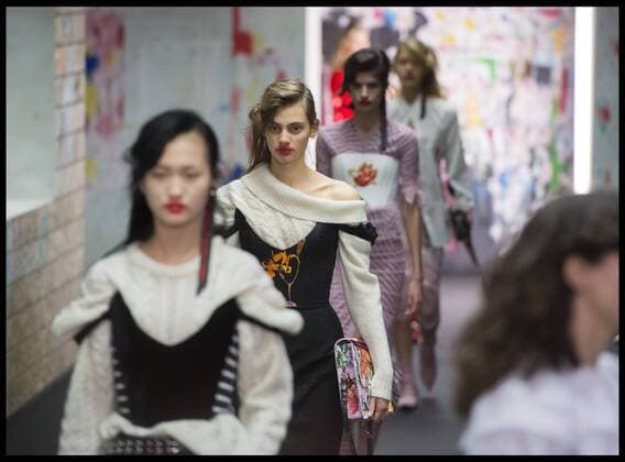 London, United Kingdom. Models walk the catwalk at the Preen by Thornton Bregazzi show on day 3 of London Fashion Week 2017 at the QE2 Centre, Westminster, London, UK,  xBenxStevensx xi-Imagesx IIM-14432-0008