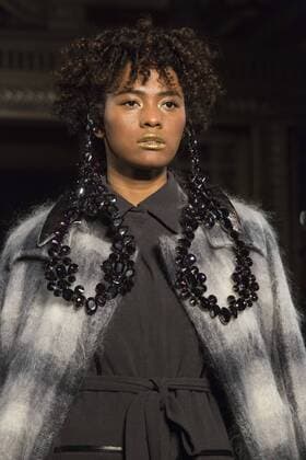 London, UK, 18 February 2017. A model walks the runway during the Ashley Isham show at Fashion Scout, London Fashion Week. Ashley Isham, Fashion Scout, London Fashion Week, London, UK 