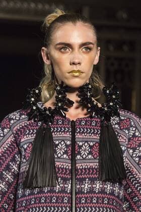 London, UK, 18 February 2017. A model walks the runway during the Ashley Isham show at Fashion Scout, London Fashion Week. Ashley Isham, Fashion Scout, London Fashion Week, London, UK 