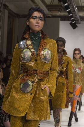 London, UK, 18 February 2017. A model walks the runway during the Dans La Vie - Rira Sugaware show at Fashion Scout, London Fashion Week. Dans La Vie - Rira Sugawara, London Fashion Week, London, UK 