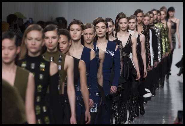 . 19 02 2017. London, United Kingdom. Models walk the catwalk at the David Koma show on day 3 of London Fashion Week 2017 at 180 The Strand, London, UK.  xBenxStevensx xi-Imagesx IIM-14435-0018