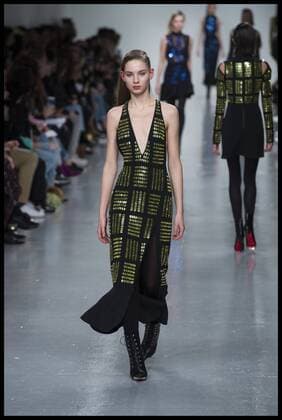 . 19 02 2017. London, United Kingdom. Models walk the catwalk at the David Koma show on day 3 of London Fashion Week 2017 at 180 The Strand, London, UK.  xBenxStevensx xi-Imagesx IIM-14435-0028