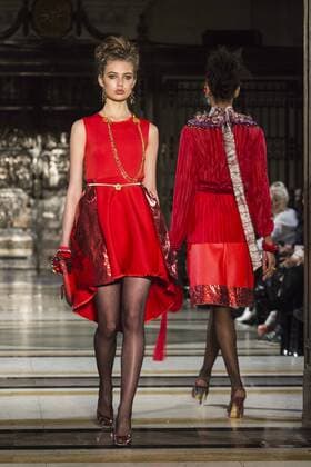 London, UK, 19 February 2017. A model walks the runway during the Felix Bendish (Mumbai) show at House of MEA, Fashion Scout, London Fashion Week. House of Middle East & Asia is a platform to promote fashion talent from across the Middle East, Asia and India. House of MEA, Fashion Scout, London Fashion Week, London, UK 