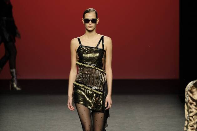 February 19, 2017 - Madrid, Spain - A model walks the runway at the Custo Barcelona show during the Mercedes-Benz Madrid Fashion Week Autumn Winter 2017 at Ifema on February 19, 2017 in Madrid, Spain Madrid Spain  - ZUMAn230 20170219_zaa_n230_844 Copyright: xOscarxGonzalezx
