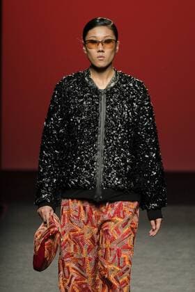 February 19, 2017 - Madrid, Spain - A model walks the runway at the Custo Barcelona show during the Mercedes-Benz Madrid Fashion Week Autumn Winter 2017 at Ifema on February 19, 2017 in Madrid, Spain Madrid Spain  - ZUMAn230 20170219_zaa_n230_845 Copyright: xOscarxGonzalezx