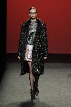 February 19, 2017 - Madrid, Spain - A model walks the runway at the Custo Barcelona show during the Mercedes-Benz Madrid Fashion Week Autumn Winter 2017 at Ifema on February 19, 2017 in Madrid, Spain Madrid Spain  - ZUMAn230 20170219_zaa_n230_865 Copyright: xOscarxGonzalezx