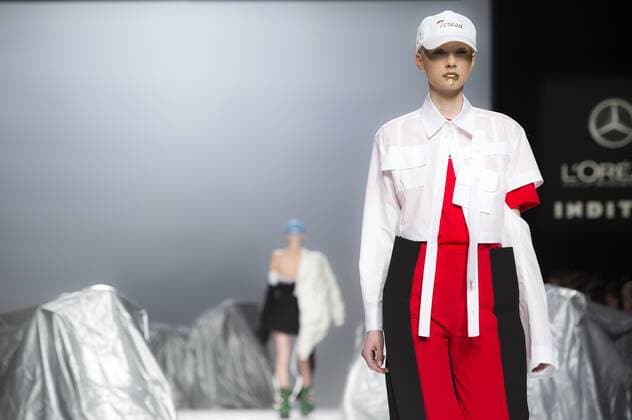 Model bei der Maria ke Fisherman Fashion Show auf der Mercedes-Benz Fashion Week Madrid Autumn Winter 2017. Madrid, 19.02.2017 Maria ke Fisherman Model  Foto:xDyDxFotografosx xFuturexImage