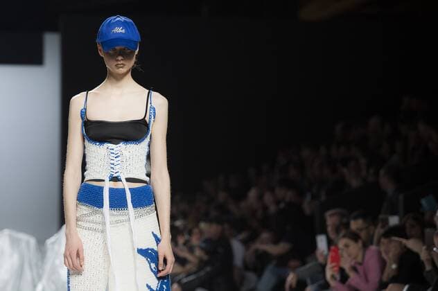 Model bei der Maria ke Fisherman Fashion Show auf der Mercedes-Benz Fashion Week Madrid Autumn Winter 2017. Madrid, 19.02.2017 Maria ke Fisherman Model  Foto:xDyDxFotografosx xFuturexImage