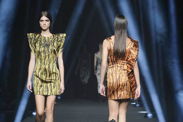 February 20, 2017 - Madrid, Spain - A model walks the runway at the ALVARNO show during the Mercedes-Benz Madrid Fashion Week Autumn Winter 2017 2018 at IFEMA on February 20, 2017 in Madrid, Spain Madrid Spain  - ZUMAn230 20170220_zaa_n230_062 Copyright: xOscarxGonzalezx